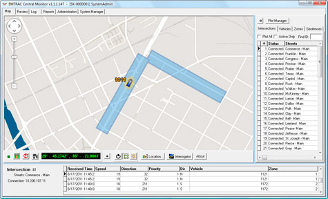 EMTRAC Central Monitor - Automatic Vehicle Location for Transit Signal Priority and Emergency Vehicle Preemption